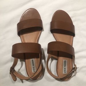 Brown faux leather sandals